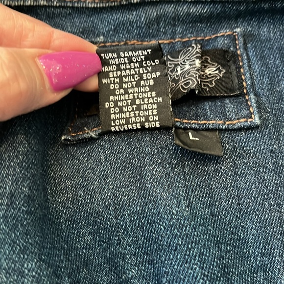 Sleeveless embellished denim vest jacket - Picture 6 of 11